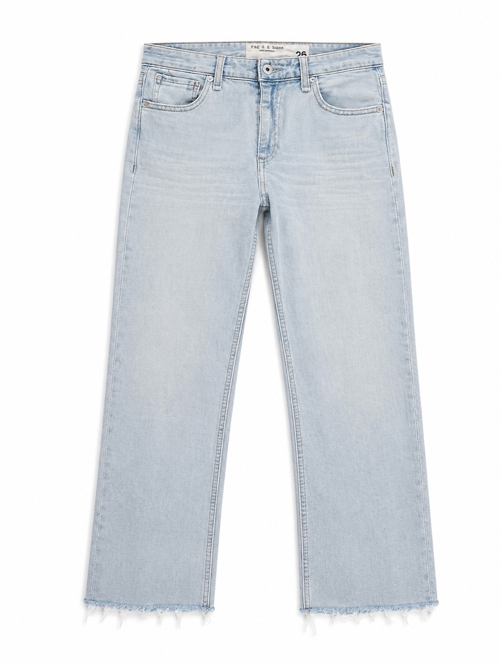 rag & bone Light Blue Wide-Leg Jeans with Frayed Hem